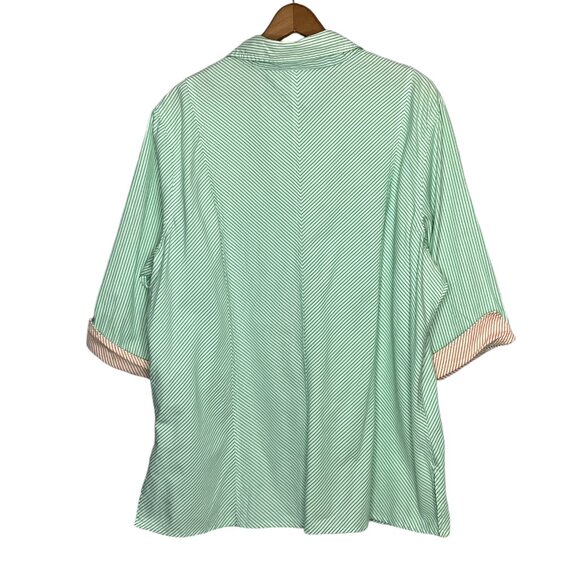 Vintage 00s Y2K Tommy Hilfiger Woman Size 20 Striped Button Down Shirt Top Plus - Picture 2 of 4